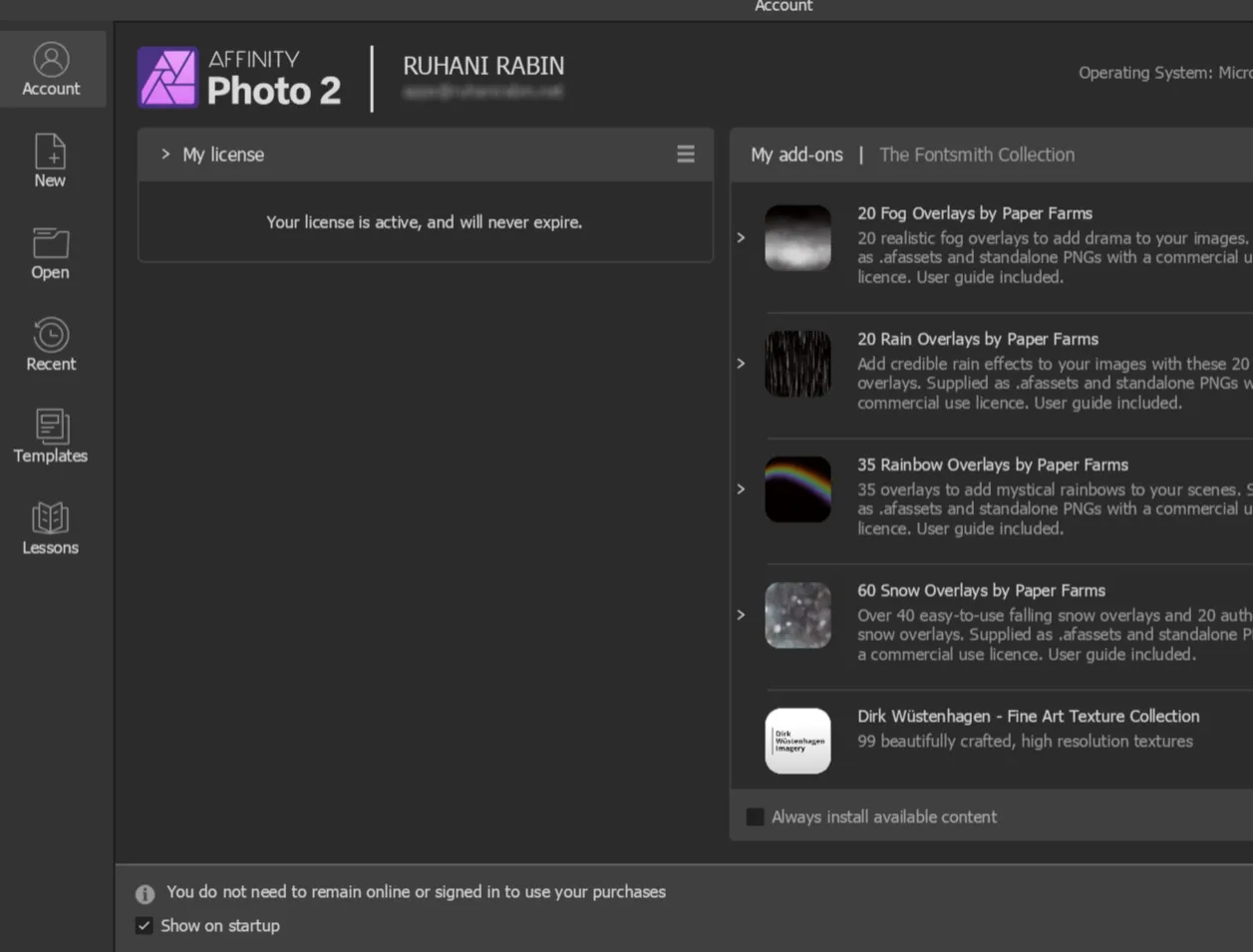 Affinity v2 licence activated on NixOS wine