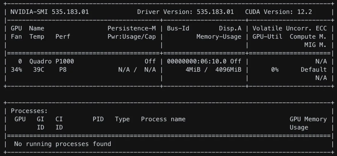 nvidia smi command output in ubuntu vm plex